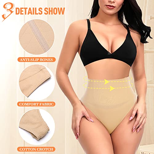 Image of Werena Tummy Control Thong Shapewear for Women High Waist Shaping Underwear Seamless Thongs Panties
