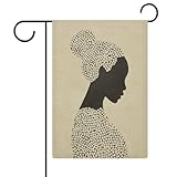 Minimalistische Gartenflagge, Motiv: schwarze Frau, saisonale Feiertage, Jute, doppelseitig, Haus, Hof, Außenflaggen, 32 x 47 cm