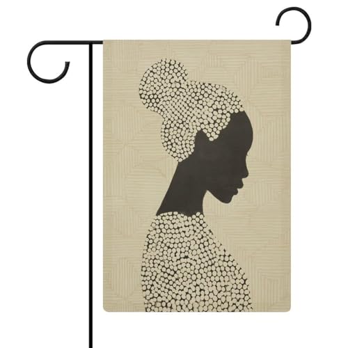 Minimalistische Gartenflagge, Motiv: schwarze Frau, saisonale Feiertage, Jute, doppelseitig, Haus, Hof, Außenflaggen, 32 x 47 cm