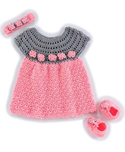 USHA Girls Frock With Booties & Hair Band