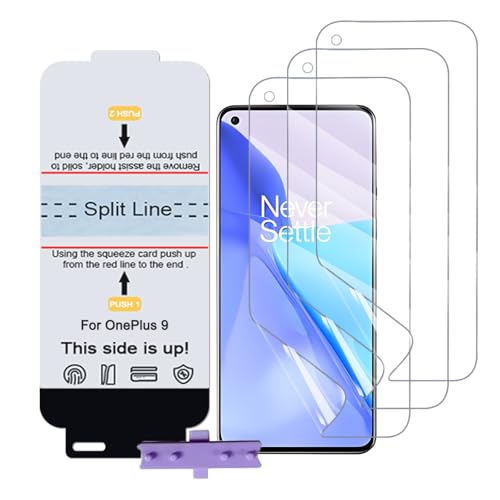 SLBESTLUC 3 Piezas Películas de Hidrogel para OnePlus 9, TPU Protector Pantalla Flexible, 0.15mm HD Transparente, Reparación Automática [no vidrio templado]