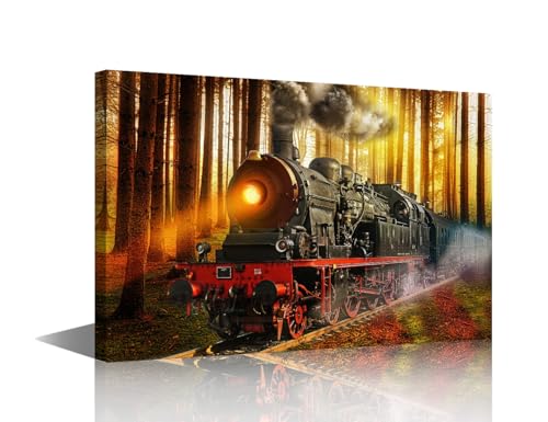 Train à vapeur impression giclée rétro sur toile 45,7x30,5 cm pour salon