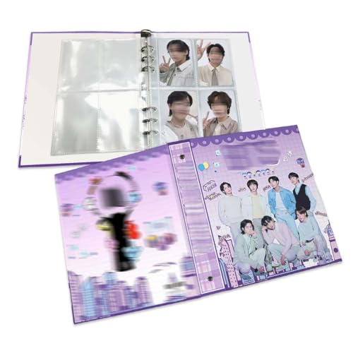 DHJWDUX 1 Lomo Karten Sammelalbum Mitglieder Fotobuch 10 Seiten 80 Karten Slots 23x18x3.5cm PP Cover