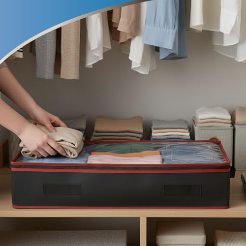 6-Inches-Under-Bed-Storage-Containers-Pack-of-2-Underbed-storage-drawers-with-Durable-Handles-Large-Capacity-Dual-Zipper-Clear-Window-For-Clothing-Bedding-Blankets-Towels-Sweaters