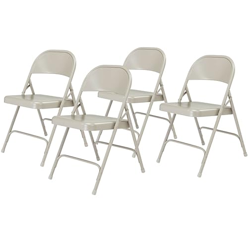 National Public Seating NPS 50 Series Metal All-Steel Folding Chair, Gray, 4/Pack (52/4)