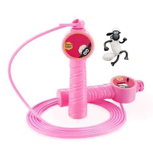 Jump Rope for Kids, 8.7ft Adjustable Shaun the Sheep Jumping Rope with Counter and Slip-proof Handle for Boys and Girls Fitness Outdoor Exercise Skipping Rope,Pink