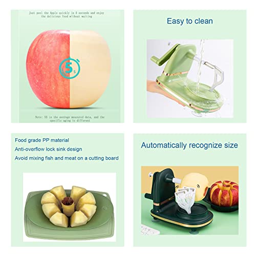 Jrundmsoxz Apple Peeler, Pear Peeler With Corer And 8 Wedges Apple Slicer, 2 Stainless Steel Blades,Cleaning Brush And Cutting Fruit Cutting Board (Light Green) #TOP3