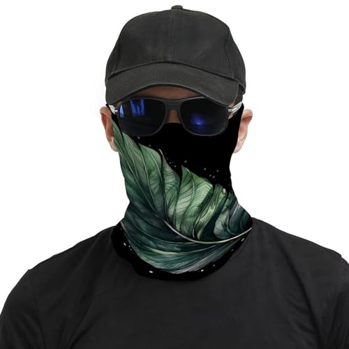 Neck Gaiter Green Leaf Shape Face Mask for Travel Face Cover Scarf for Men Women Elastic Headbands Wind-proof Bandana for Skiing Fishing Hiking Cycling3