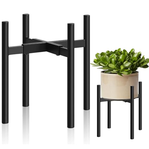 Plant Stand,Adjustable Metal Plant Stand for 21-35CM Plant Pot,Easy Assembly Plant Rack Mid Century Stylish Display,Flower Pot Corner Plant Stand for Home Garden Indoor Outdoor Decoration(Black)