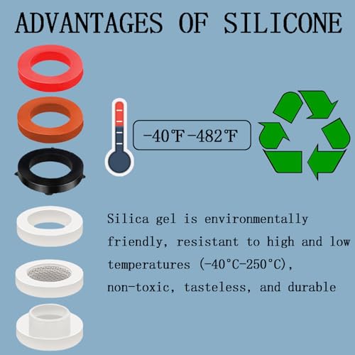 ZDBB 70 Pcs Plumbing Silicone Gasket Assortment Kit VMQ Silicone Washer Food Grade for Assorted Shower Head Garden Hose High Temperature Hot Plumbing Pipes Fittings Seal Repair