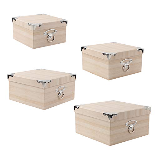 Photo Boxes Storage, Storage Boxes With Lids 4 In 1 Set Water-Proof Storage Box Sets With Handles Decorative Multiple Size Storage Bins With Lids For Kids Toys/Clothes/Shoes/Office/Cosmetic/Books #TOP1