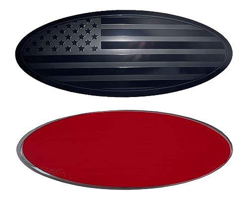 CONGCONG fit Ford Emblem, 9.5 inch Overlay Front Grille Tailgate Rear Aluminum Oval American Black Flag Emblem fit Ford F150 2015-2023(9.5" Black) by CONGCONG - Used condition - US$15.35