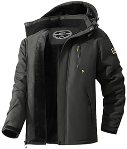 MAOYSSEN Herren Skijacke Winterjacke wasserdicht Mantel winddicht Baumwolle Fleece gefüttert Jacke Multifunktionstaschen