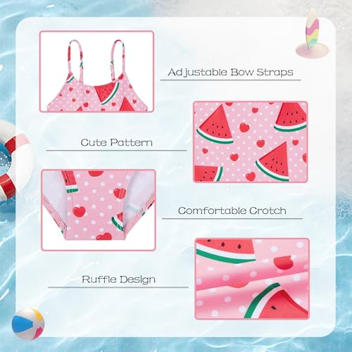 Image of Zando Toddler Swimsuit Girl Size 6M-8Y - Cute Ruffle Sling Adjustable Baby Girl Bathing Suit Kids Swimwear for Beach Wear