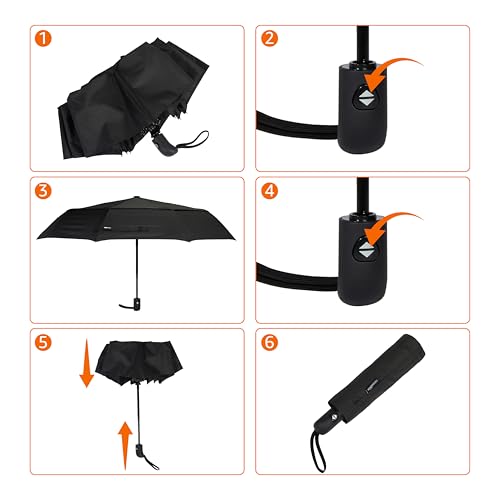 Accessoires Voyage Cabine : Amazon Basics Parapluie de voyage automatique, compact, diamètre : ... – Image 4