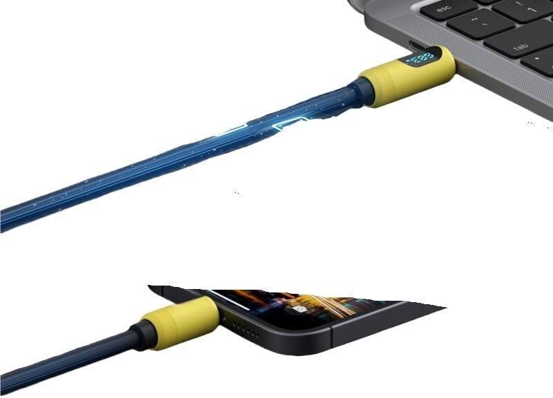 Cavo da USB C a USB C con display L*/ED Tipo C Fast cha/* rger Cavo PD 240W di ricarica*/ing (giallo-1m)