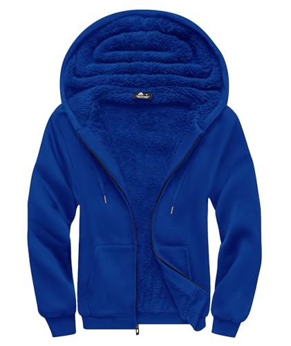 Image of SCODI Hoodies for Men Heavyweight Fleece Sweatshirt - Full Zip Up Thick Sherpa Lined Hooded Sweatshirts