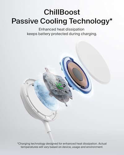 Image of Belkin Qi2 25W Magnetic Wireless Charging Pad, Fast Charging, No Adapter | MagSafe compatible, iPhone 17 Series, Samsung Galaxy, Pixel 10, AirPods Pro, kickstand, travel charger