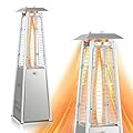 GLOBALWAY Patio Outdoor Heaters, 9500 BUT Pyramid Propane Patio Heater, 35" Tall Glass Tube Flame Heater for Party, Backyard, Garden, Decoration