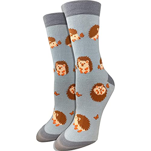 Meias femininas premium Comfort Animal (Hedgehog (cinza)), Ouriço (cinza), 4-10