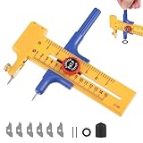 WUISOLQP Kreiszeichner Kreisschneider für Kreise, Kompass-Schneider Zirkelschneider für Kreise von 1-15cm mit 6 Ersatzklinge Rundschneider aus Kunststoff und Messing, für Papier Pappe Leder