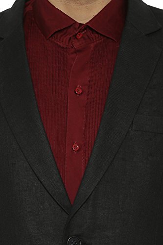 Image of WINTAGE Men's Linen Tailored Fit Solid Evening /Casual Blazer Coat Jacket : Black