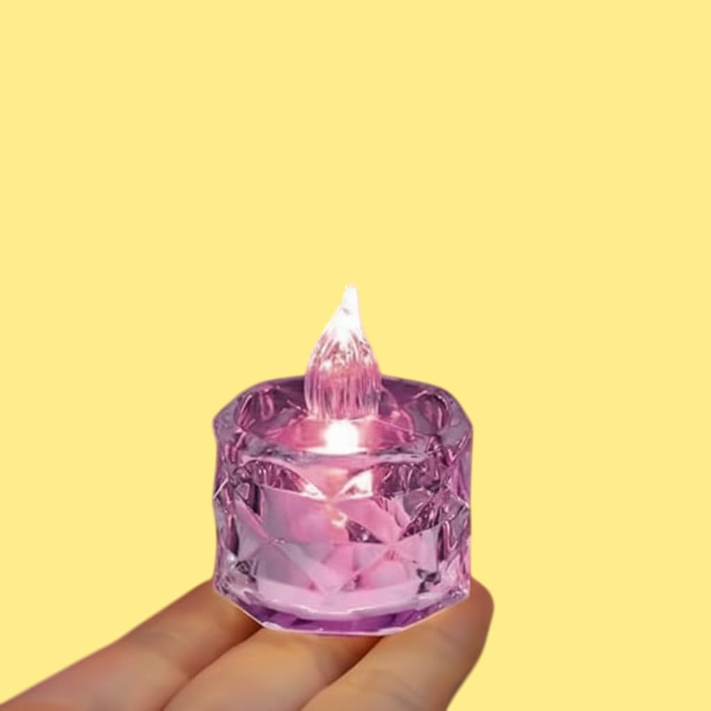 kermis -pack of 1 - flameless and smokeless decorative led candles | battery operated acrylic crystal candles for diwali, christmas, birthday, anniversary dinners (height-5cm)