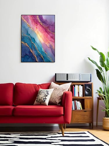 Imagen mural imprimir con efecto de mármol dorado y delicada acuarela craquelada abstracta 2