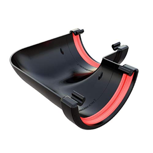Image of Black Round Gutter 90 Degree Angle Joint, Freeflow 112mm Rain Water Systems