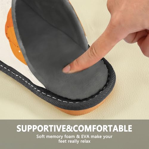 Slippers for Women Pumpkin Pattern Print on Cream Soft Fuzzy Women's Slippers Indoor and Outdoor Shoes4