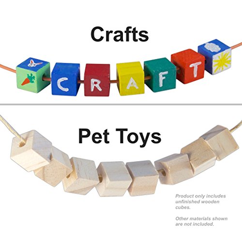 1/2" Wood Cubes With Holes - 100 Pack - Unfinished Solid Wood Beads For Diy Craft And Building Projects #TOP3