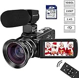 MELCAM Video Camera Camcorder with Microphone, IR Night Vision FHD 1080P 30 FPS YouTube Vlogging Camera Digital Video Camera Recorder with Wide Angle Lens, 32 GB SD Card,2 Batteries, Remote