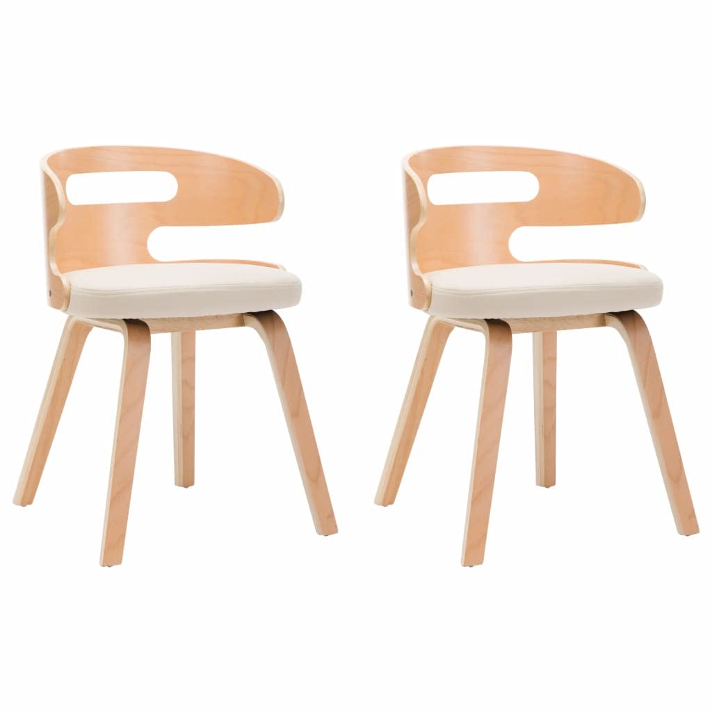 Lot de 2 chaises de Salle à Manger Cuisine Design Intemporel Bois courbé et synthétique crème CDS020410
