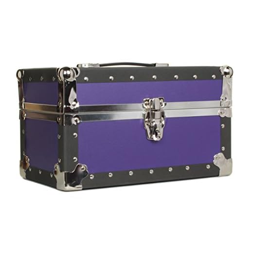 Gilbin Summer Camp and College Dorm Mini Storage Trunk Organizer Keepsake Box Treasure Chest Footlocker Size 14" L x 8" H x 8" W Purple