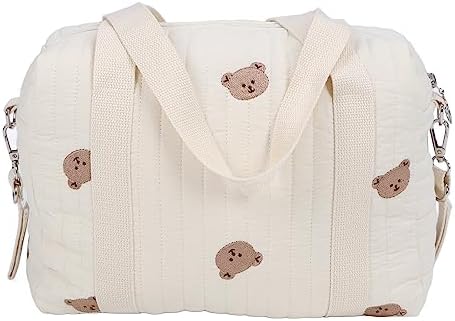 Asixxsix Tote Bag Diaper Bag, Travel Diaper Carry Bag Multifunctional Baby Stroller Bag Nursery Storage Bin Large Capacity Baby Nappy Bag Travel Handbag for Mom Daddy Baby (Bear Bag)