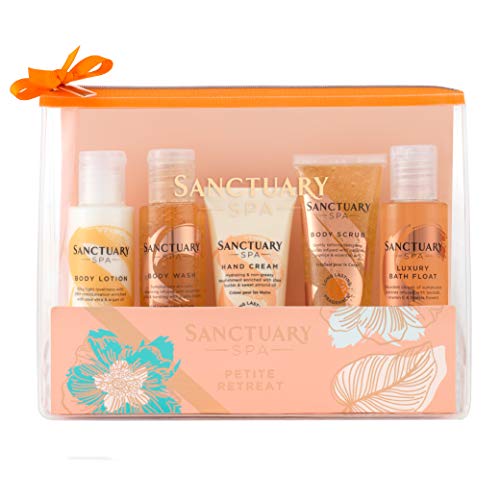 Sanctuary-Spa-Gift-Set-Petite-Retreat-Travel-Bag-With-Shower-Gel-Body-Scrub-Body-Lotion-Bubble-Bath-Vegan-Beauty-Gift-Gifts-For-Women-Gift-For-Her-Body-and-Bath-Set-For-Birthday-Cruelty-Free