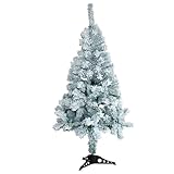 Tradineur - Árbol de Navidad Artificial - Diseño Nevado - Altura de 120 cm - Fácil Montaje - Fabricación en Plástico, Metal Revestido, Robusto y Duradero.