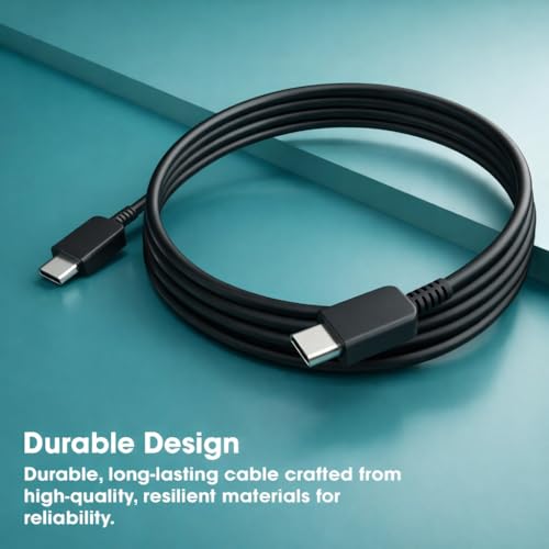Image of Samsung 45W PD USB C to C,Fast Charging Cable 1M High Speed Data Transfer Compatible with Samsung Galaxy M35 /M15 /F15 /A15 /A14 /M14 /F14 /M34 /F34 /A34 /S21 Fe /S22 /S23 /S24 /S25 /FE /Plus /Ultra,Black
