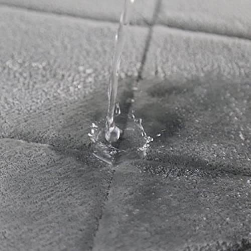 Findnew Non-Slip Soft Microfiber Memory Foam Bath Mat,Toilet Bath Rug,With Non-Skid Bottom Washable Quickly Drying Bathroom Mats (16" X 24", Gray-Net) #TOP5