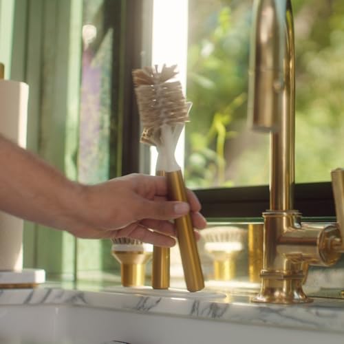 Curio Home Goods Ionic Brush Set, Magnetized to Stand Upright, Stainless Steel with Replaceable Heads, Brass/Gold by Curio Home Goods - Image 3