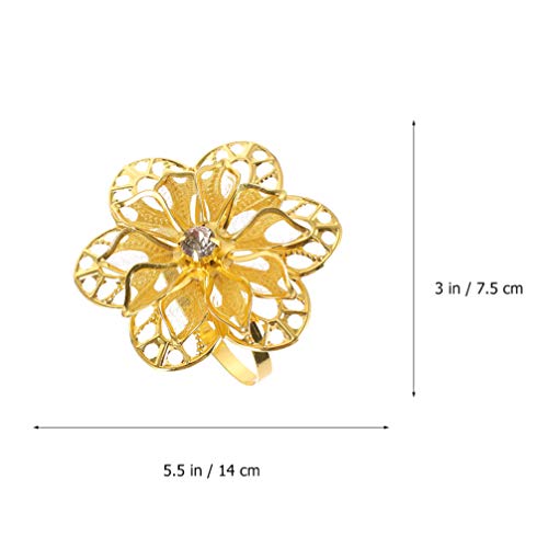 HEMOTON 24 stuks bloemenservettenringen legering goud servet gespen servetringen bloemen strass servethouder voor kerstdiner bruiloftsdecoratie - Image 6