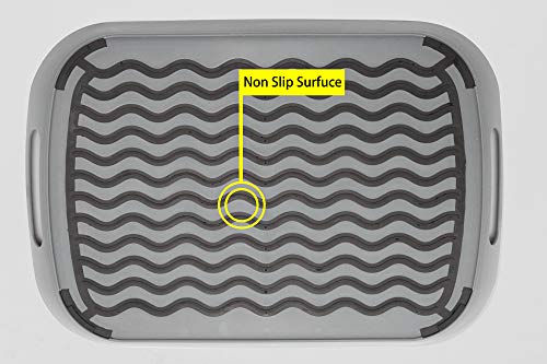 ChopMaster Large Rectangular Anti Slip Serving Tray with Handle (grey) - Thumbnail 5