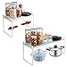 Estante de Cocina Extensible, Organizador de Armarios de Cocina, Estante de Almacenamiento de Metal para Platos, Armario y Encimera de Cocina, Blanco (60 x 21 x 22cm)