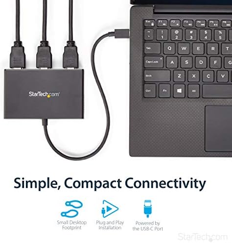 StarTech.com 3-Port Multi Monitor Adapter - USB-C to 3x HDMI Video Splitter - USB Type-C to HDMI MST Hub - Dual 4K 30Hz or Triple 1080p - Thunderbolt 3 Compatible - Windows Only (MSTCDP123HD)