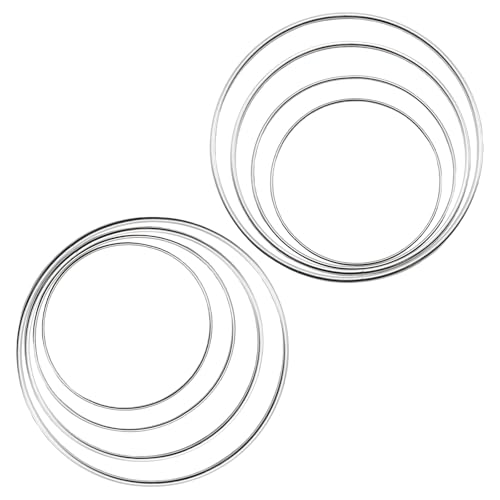 Image of Pocoxll 8 Pcs Dream Catcher Rings, Silver Metal Floral Hoops, Metal Rings for Crafts, 4 Sizes(6 /8 /10 /12 Inch)