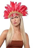 Diadema Plumas Carnaval para Disfraz de Pavo Real, Antifaz Veneciana Brasil con Plumas, Penacho Indio para Disfraz de Fiesta (ROJO)