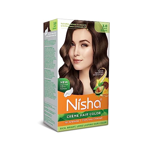 Nisha Cream Permanent Hair Color/Hair Dye Dark Brown (Pack Of 1)