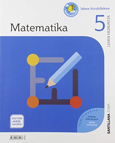 Portada de Matematika 5º Lh Egiten Jakin Zurekin Euskadi 2019