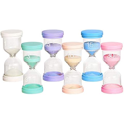 Toirxarn Sand Timer Set 1/ 3 / 5 / 10 / 15 / 30 Minutes 6 Colors, Hourglass Timer for Kids, Classroom, Kitchen, Games,Home Office Decoration, Creative Gifts Cover