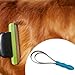 Pet Shedding Blade Hair Remover Tool with Handle for Dogs Horses Cats Donkeys Animal Grooming Comb 12.20x3.74 inch- Double Loop